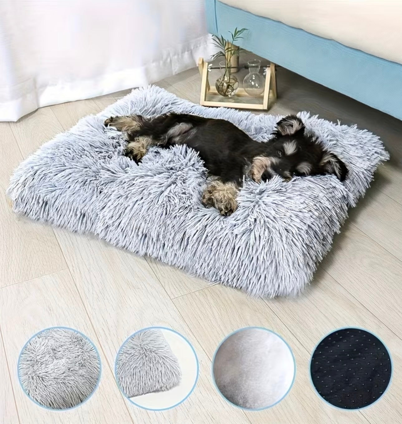Plush Dog Bed - Gray